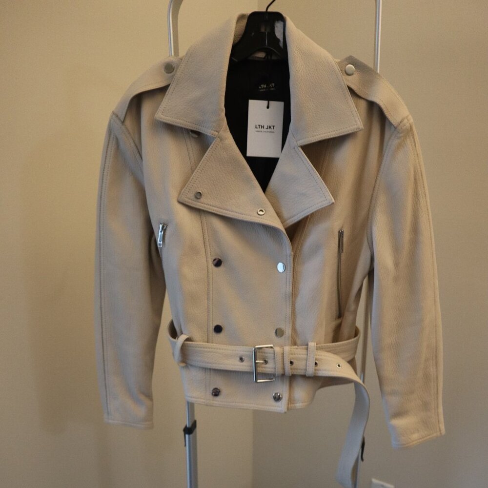 Leather Jacket LTH JKT Pink Biker Snap Women's Size Small New with Tag $795